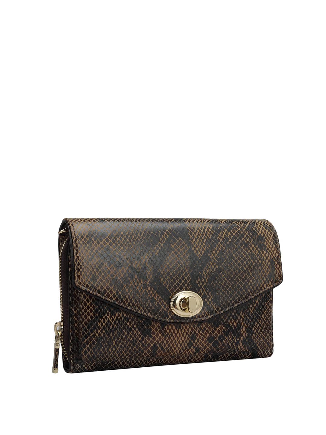 Da Milano Genuine Leather Brown Women Sling Wallet (10014A)