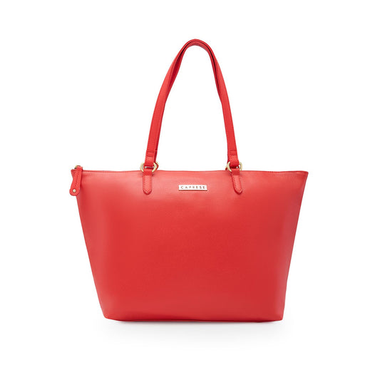 Caprese Ivy Tote Bag, Large-Red | Stylish Handbag for Women | Spacious, Versatile Office & Daily Essentials Tote | Top Zip Closure
