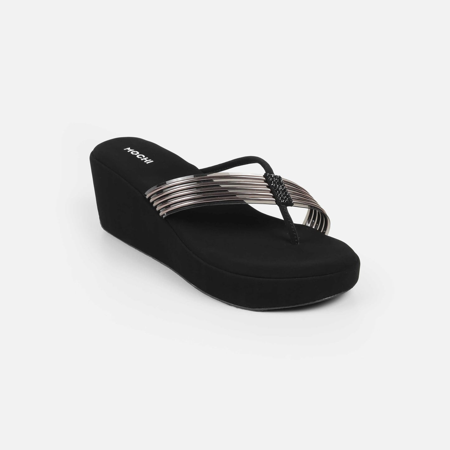 Mochi Women's Open Casual - Slippers with Black Platforms UK/3 EU/36(34-418)