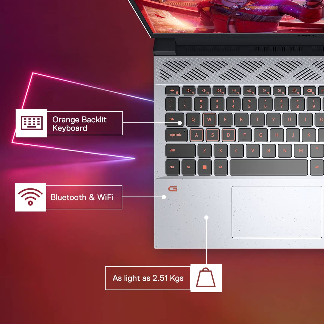 Dell Gaming G15 5525, AMD R7-6800H, 16GB, 512GB SSD, NVIDIA RTX 3050 (4GB GDDR6), 15.6" (39.62Cms) FHD WVA AG 120Hz 250 nits, Win 11 + MSO'21, McAfee 15 Months, Phantom Grey with speckles, 2.51Kgs