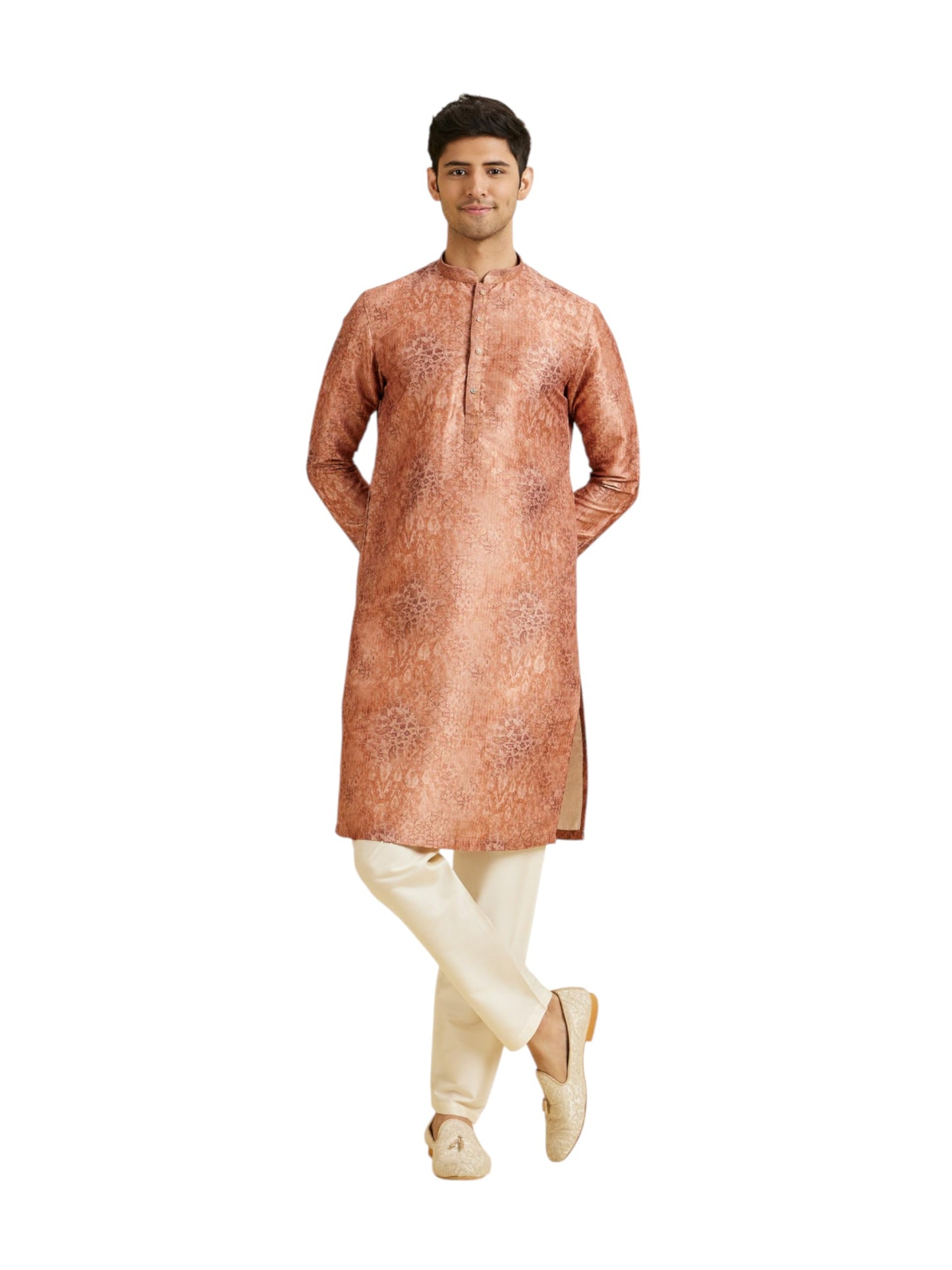 Manyavar Men's Art Silk Printed Kurta Set (2pcs)