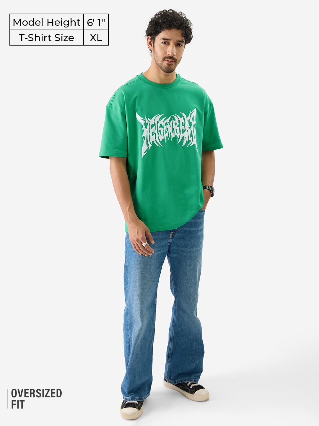 The Souled Store Official Breaking Bad Heisenberg Green Graphic Printed Cotton Oversized T-Shirts for Men and Boys - Iconic Short Sleeve Round Neck Tees