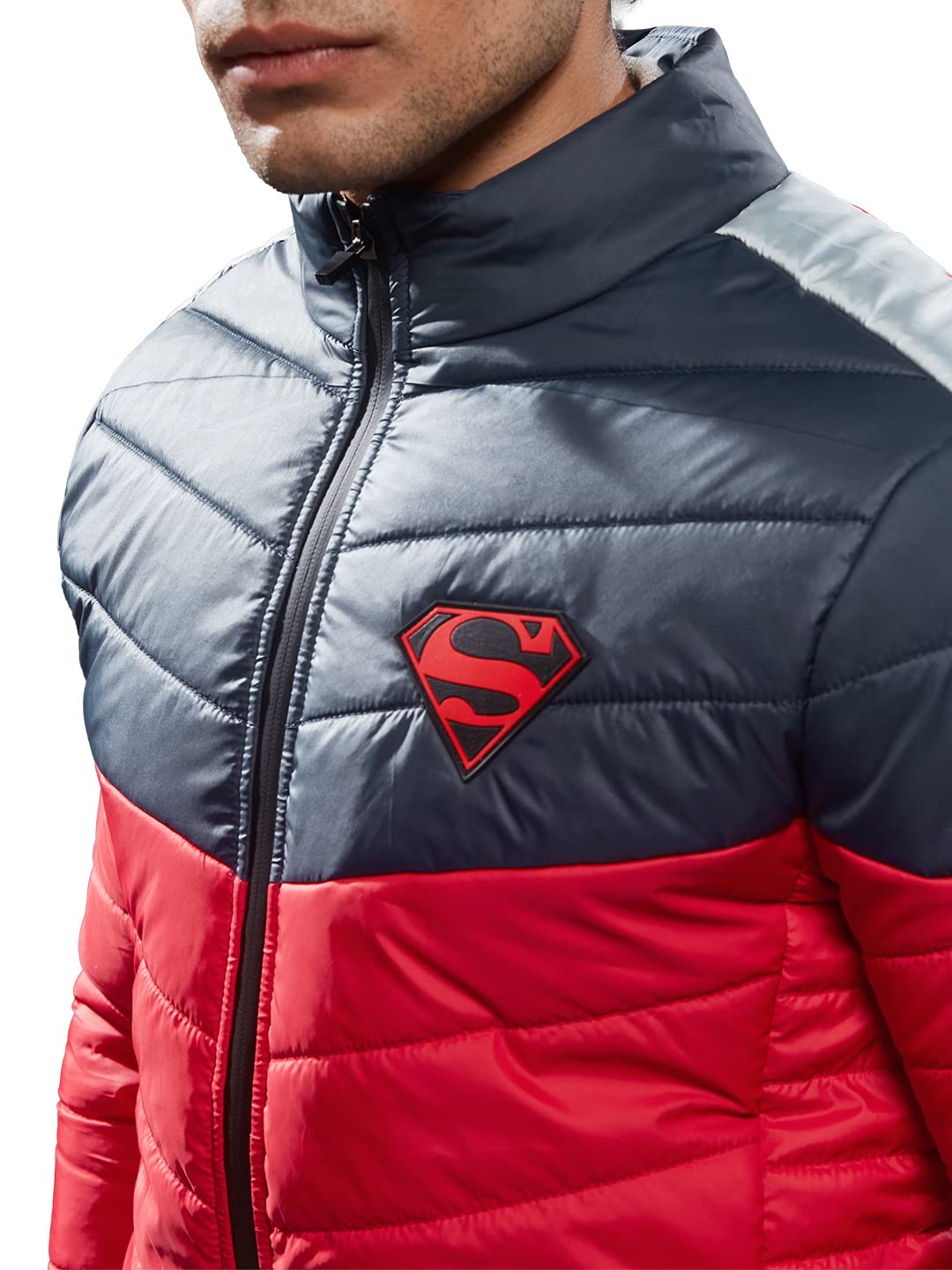 The Souled Store Mens & Boys 100% Cotton Official SupermanLogo Multicolored Printed Puffer Jackets (Medium)
