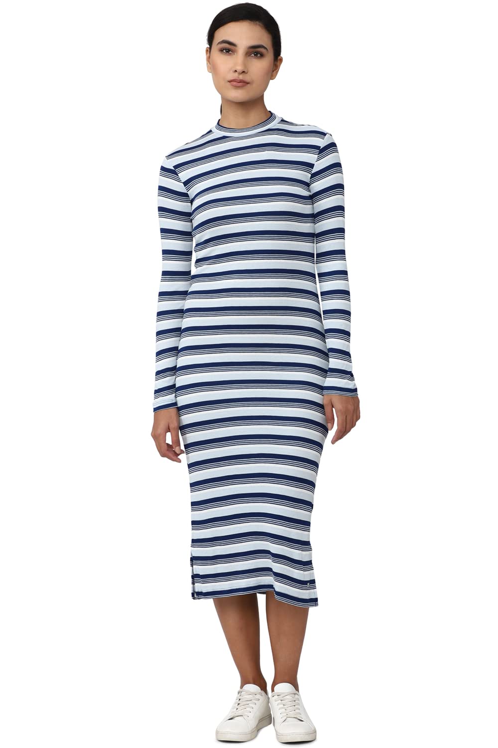 Van Heusen Women's Cotton Blend Classic Below The Knee Dress (VWCDURGFF41784_Multi Multicolour