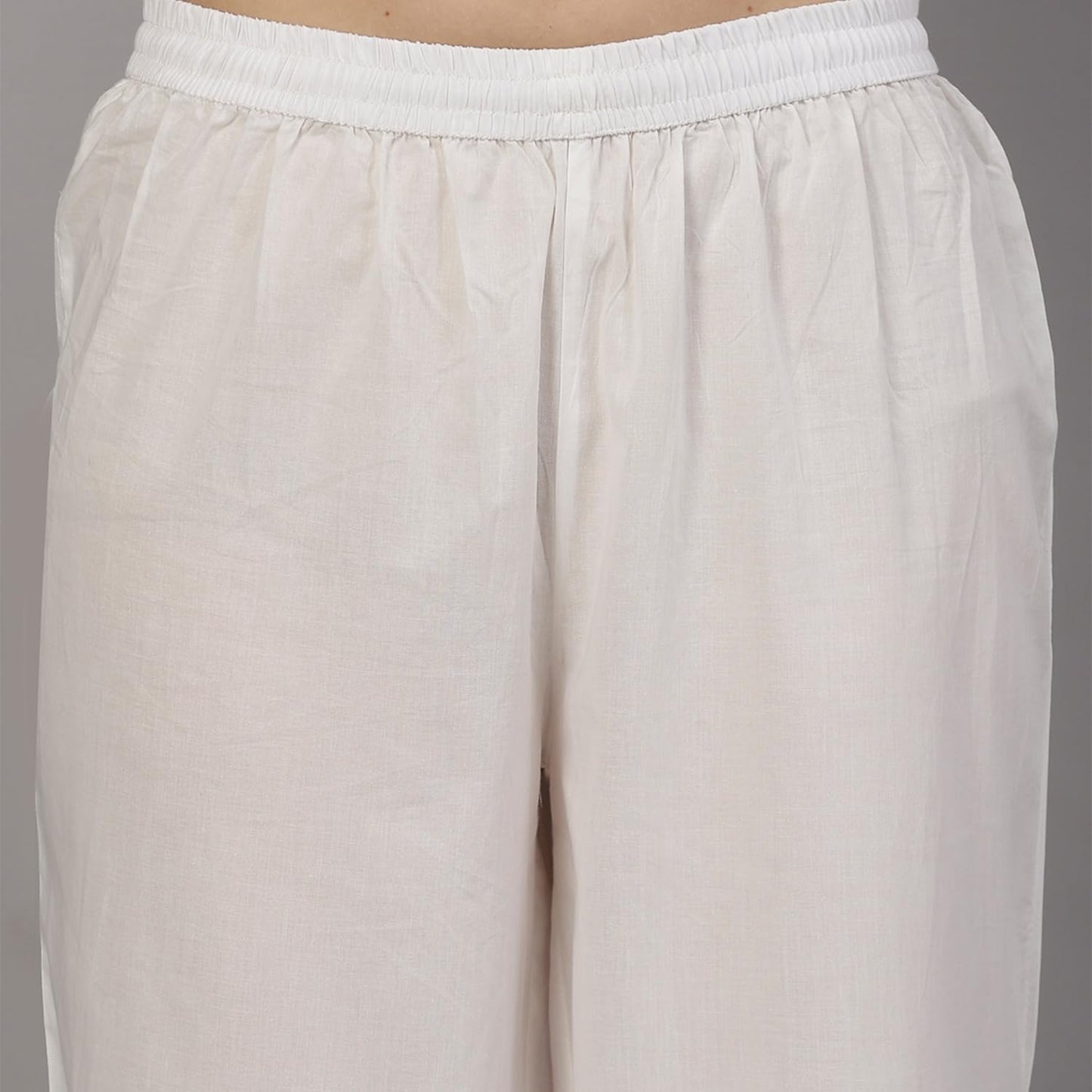 BIBA Women Cotton Anarkali Printed Suit Set (SKDSMERBLOOM9596SS24OWHT_Off White