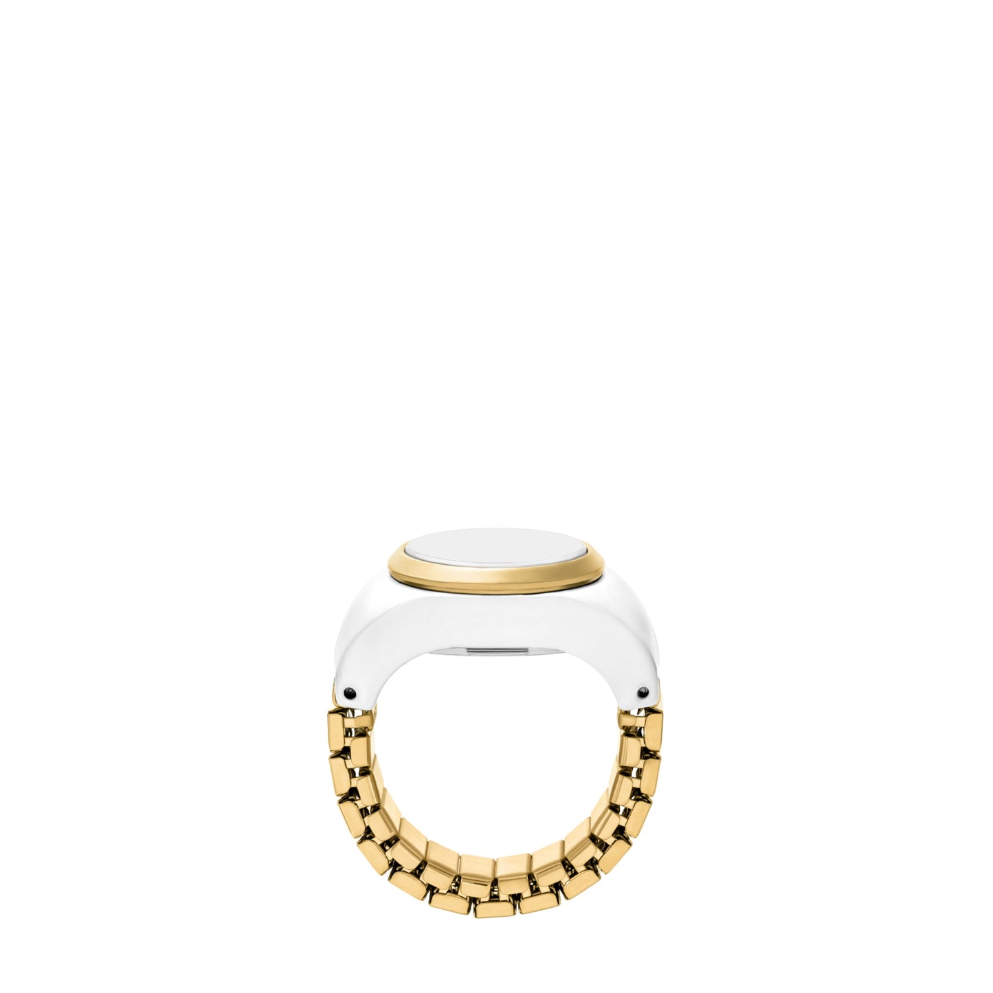 Fossil Analog Women White Gold Watch Ring Quartz Stainless Steel Watch ES5412