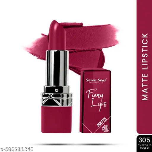 Seven Seas Fiery Lips Matte Lipstick Long Lasting Light Weight Super Matte Lipstick (Chestnut Rose 2,3.5g)