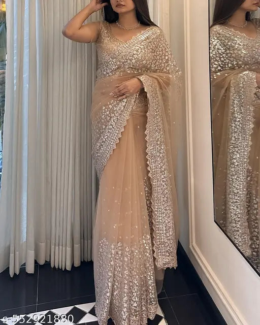 Beautiful Embroidery 5mm Sequence Work With Fancy thread work