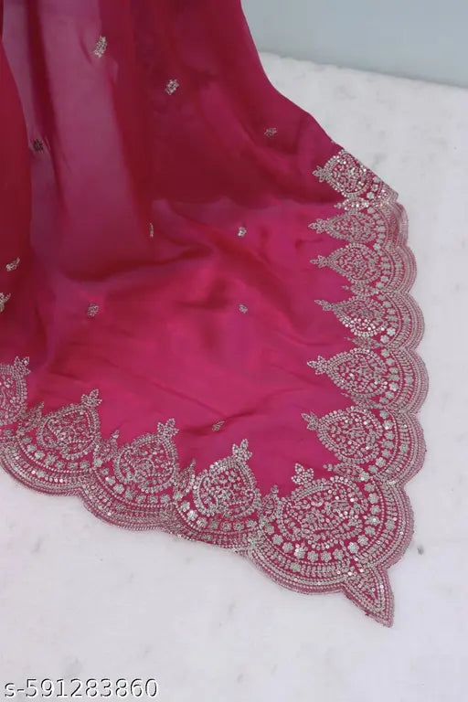 Fancy Thread Work Saree With Sequence Work