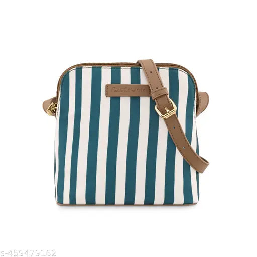 Fastrack Women's Striped Sling Bag White & Green