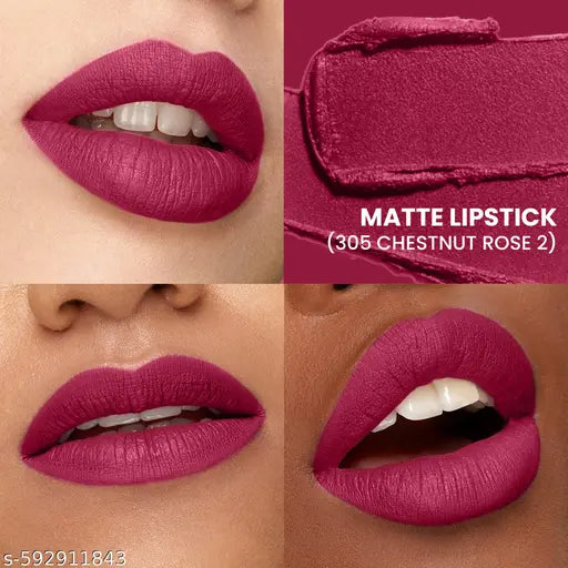 Seven Seas Fiery Lips Matte Lipstick Long Lasting Light Weight Super Matte Lipstick (Chestnut Rose 2,3.5g)