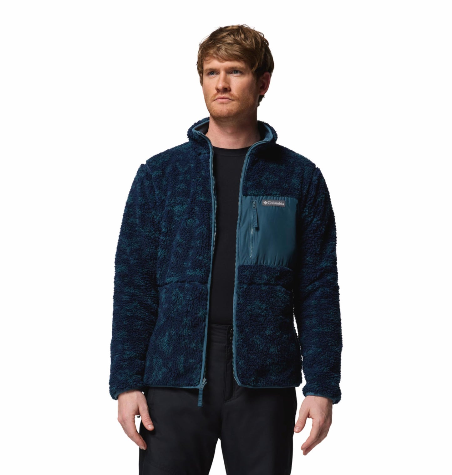 Columbia Men Navy Blue Winter Pass Reversible Fleece Jacket, L