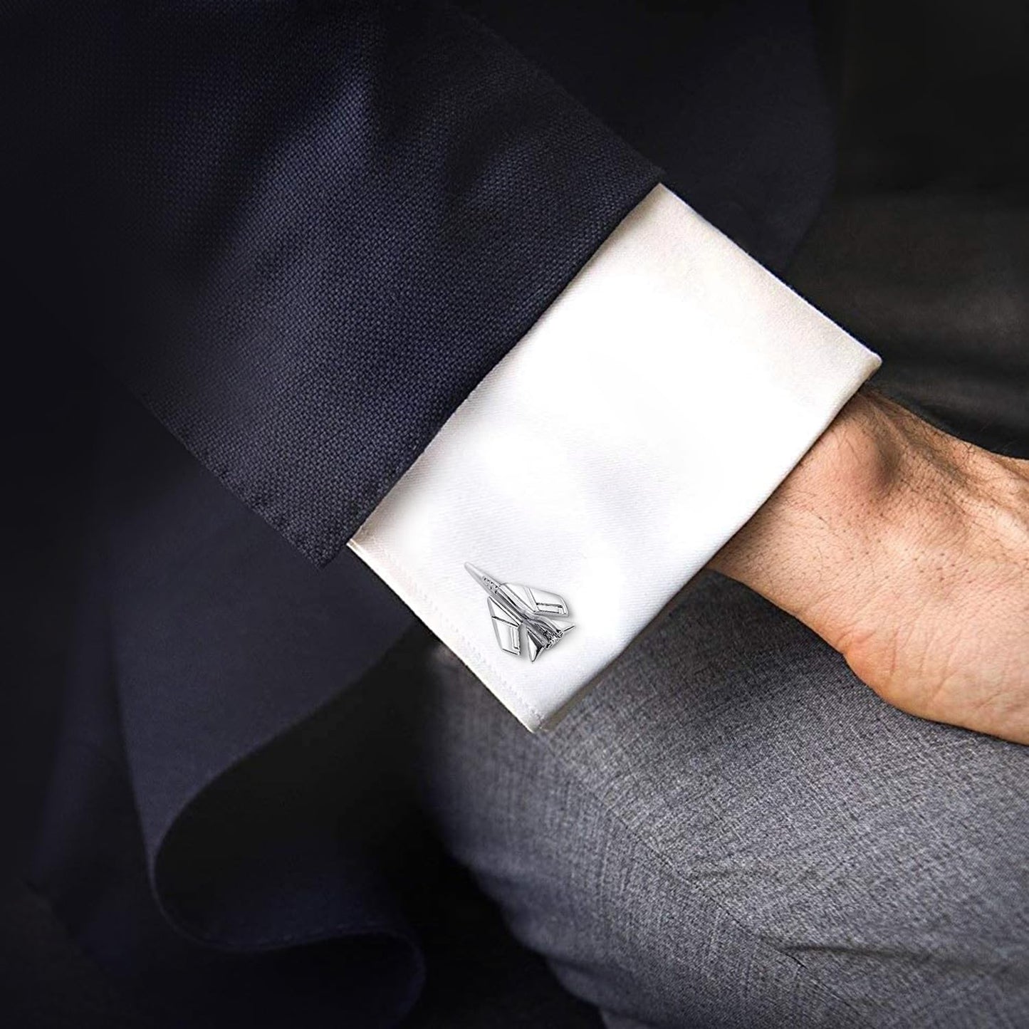 Peora Executive Airplane Cufflinks for Men Chrome Shirt Business Wedding Corporate Gift