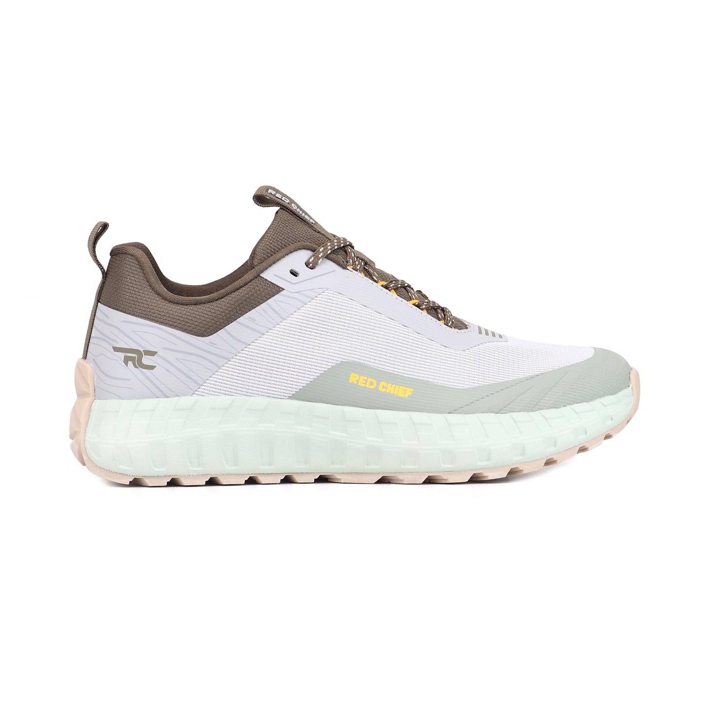 Red Chief Running Shoes for Men | Lightweight Sports Footwear | Olive-White Stylish Design | Air Mesh Upper (R1735)