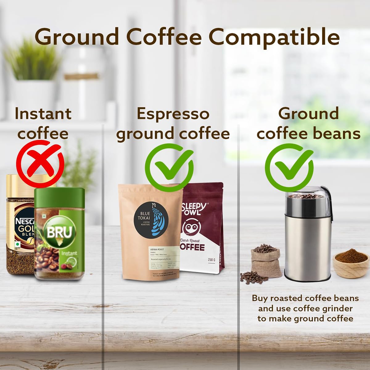 Inalsa Espresso Coffee Machine for Home, Office|15 Bar Pressure|NTC Visible temperature Control Technology With Milk Frother|Double Shot System|3in1- Espresso, Cappuccino & Latte (Espressimo 15)