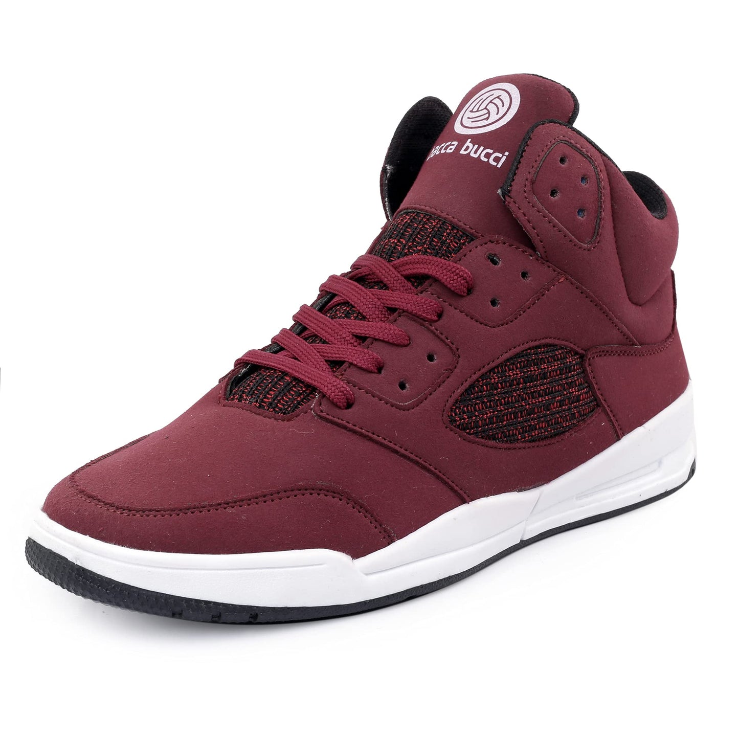 Bacca Bucci® Men's Korean Style High Top Platform Fashion Sneaker/Sports/Casual Shoes for Men- Red, Size UK10