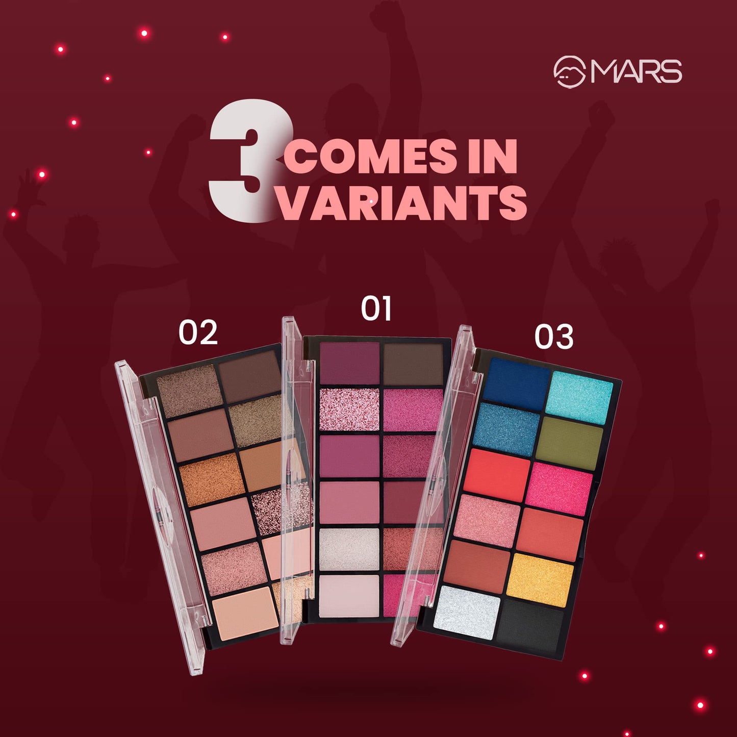 MARS 12 Shades Dance of Joy Eyeshadow Palette | Highly Pigmented and Blendable | Multicolor | Matte and Shimmer Finish 01-Multicolor (13.2g) (Shade-02)