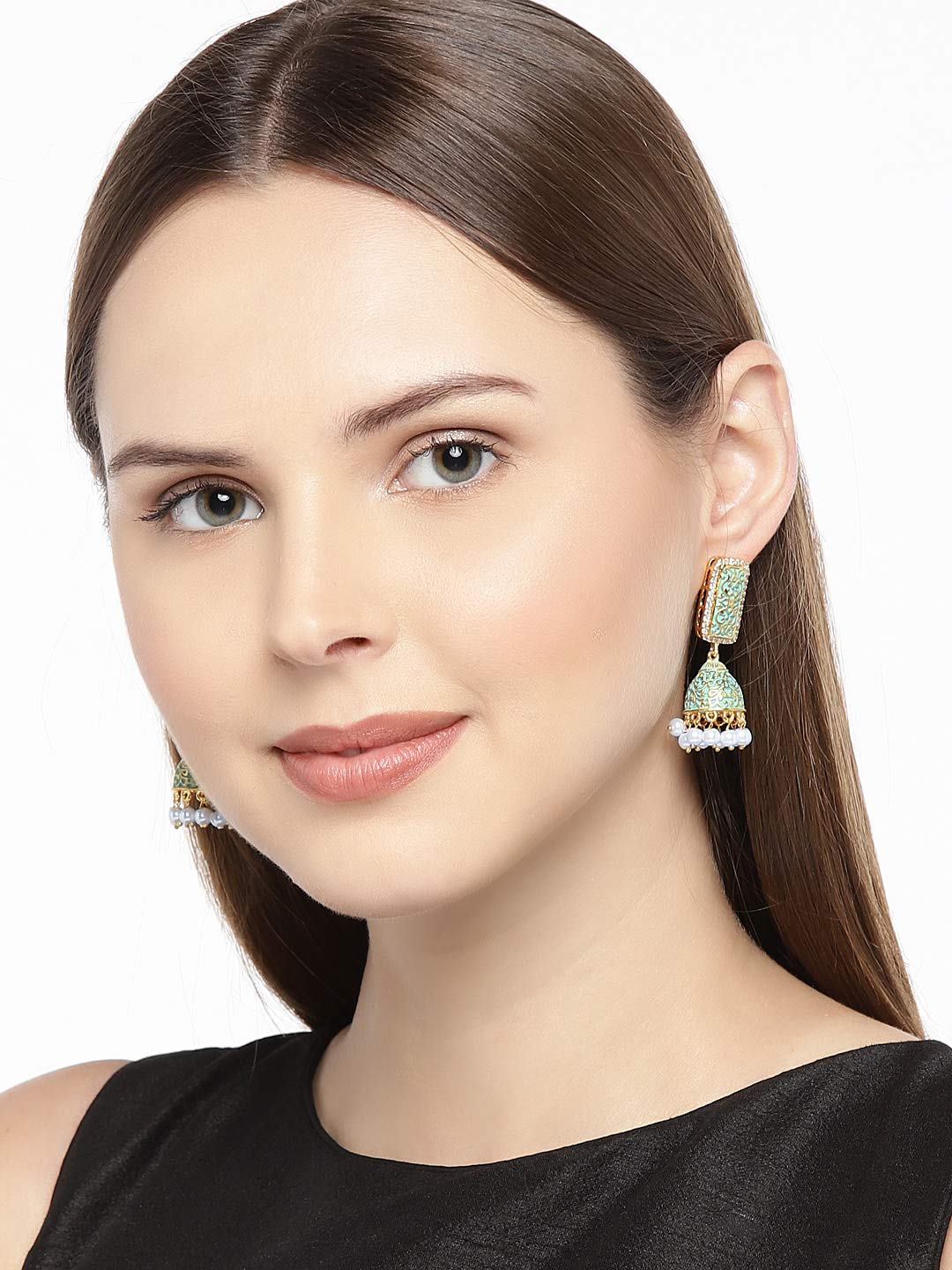 Accessher Jhumki Earrings With Ivory Enamel Jhumki Earrings for women and girls pair of 1