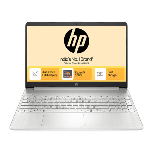 HP Laptop 15s, AMD Ryzen 5 5500U, 15.6-inch (39.6 cm), FHD, 8GB DDR4, 512GB SSD, AMD Radeon Graphics, Thin & Light, Dual Speakers (Win 11, MSO 2019, Silver, 1.69 kg), eq2144AU