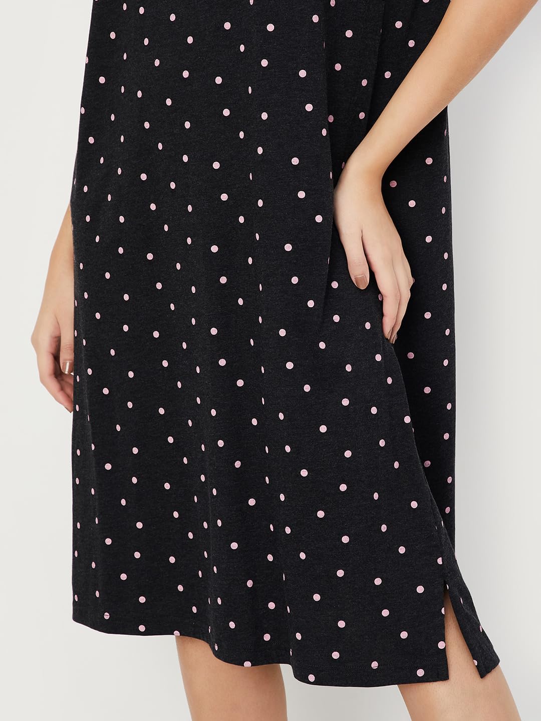 Max Women Cotton Blend Floor Length Classic Nightgown (PA24KG03_Anthra Marl_XXL 2XL),Black