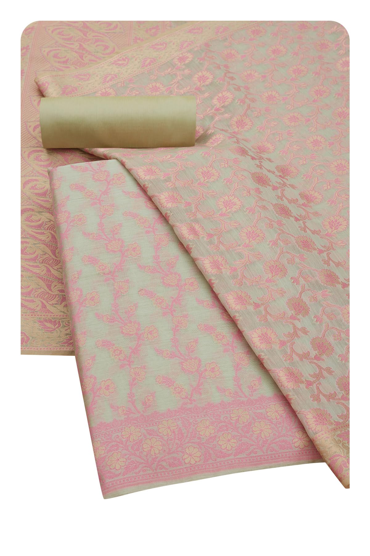 Soch Womens Sap Green Chanderi Floral Print Unstitched Dress Material