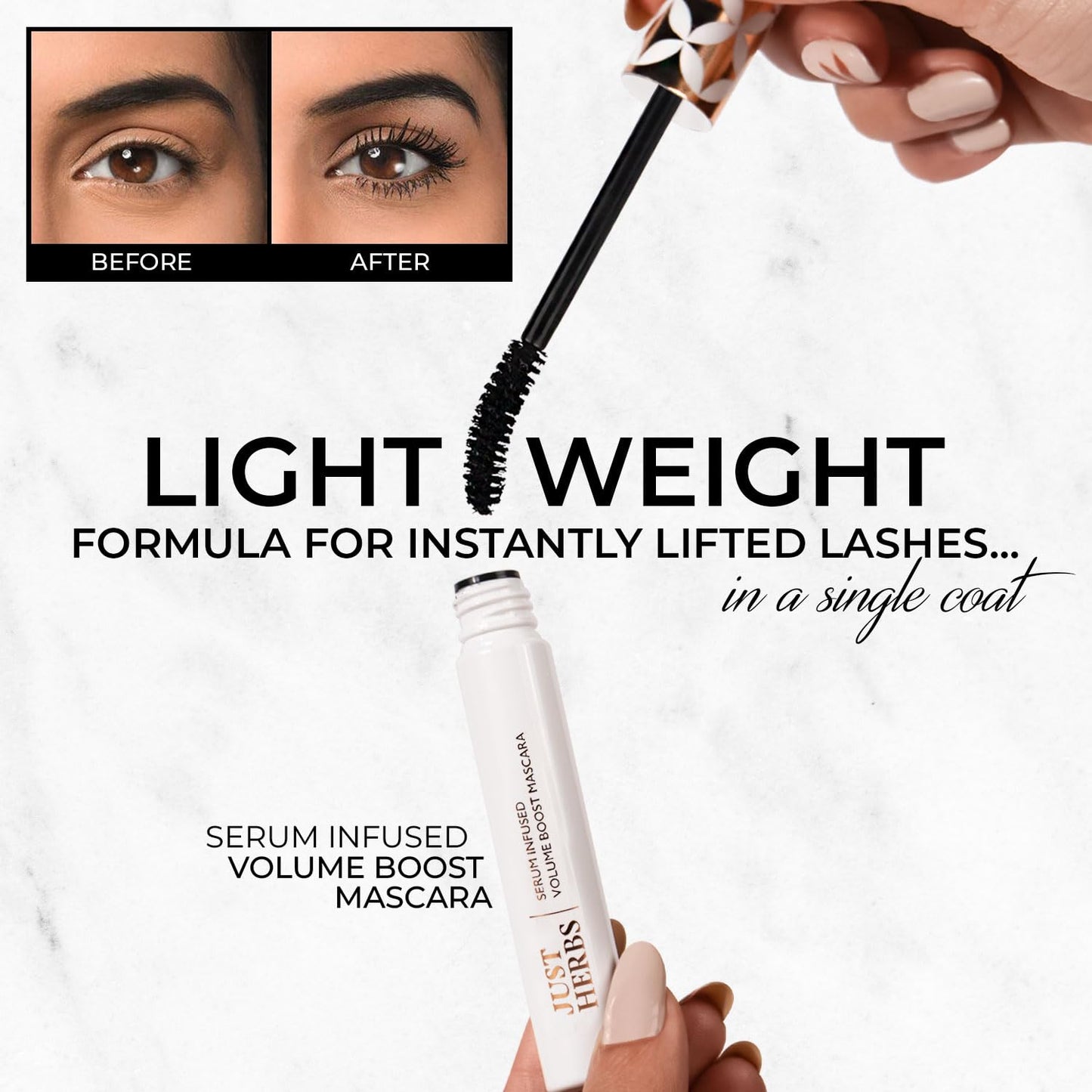 Just Herbs Serum Infused Volume Boost Mascara Highly Pigmented Waterproof Long Lasting 8ml