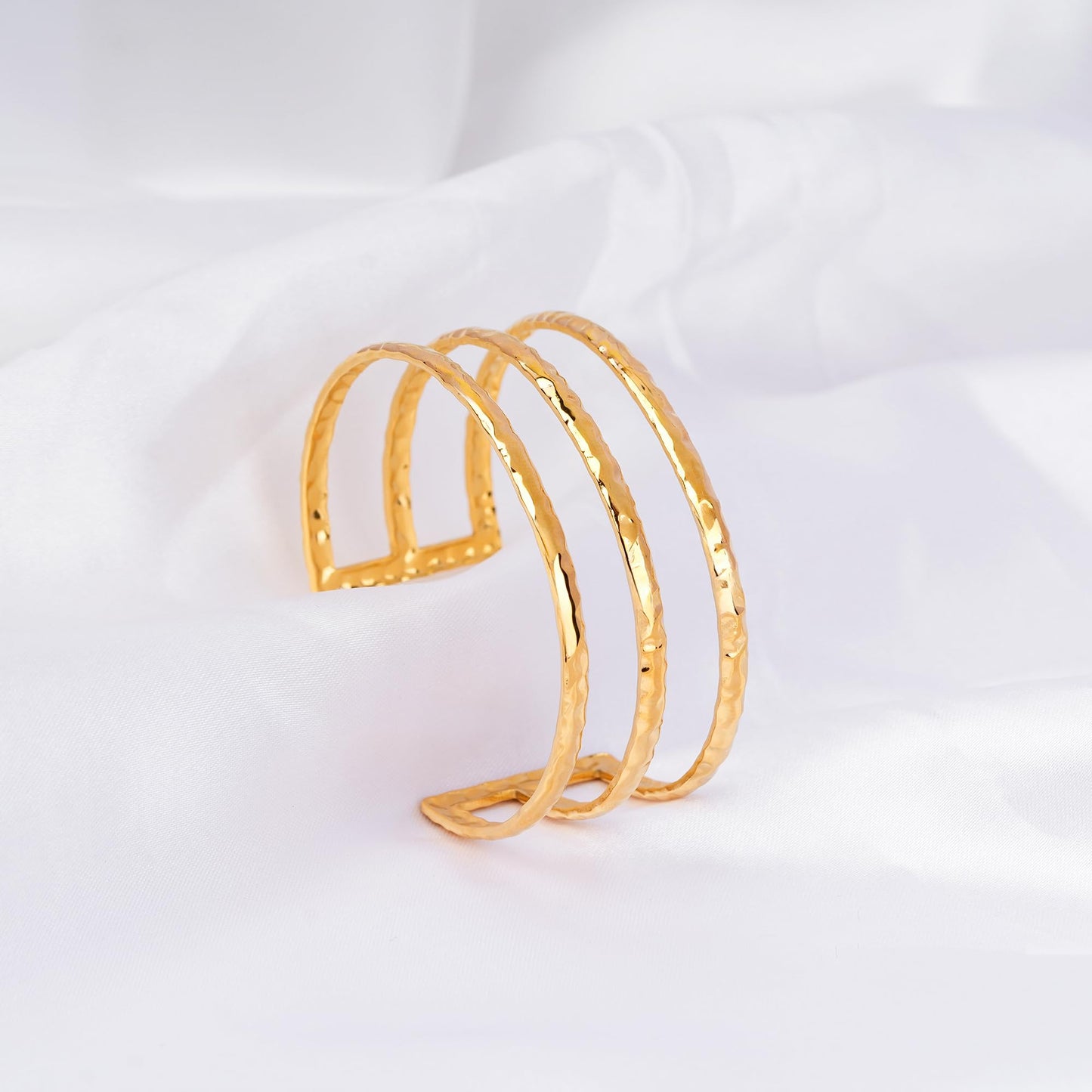 NAITRA Trio Gleam Three-Layer Cuff Bangle Bracelet for Women | Waterproof and Anti Tarnish Demifine Jewelry | Gifts for Women & Girls | 1 Year Warranty*