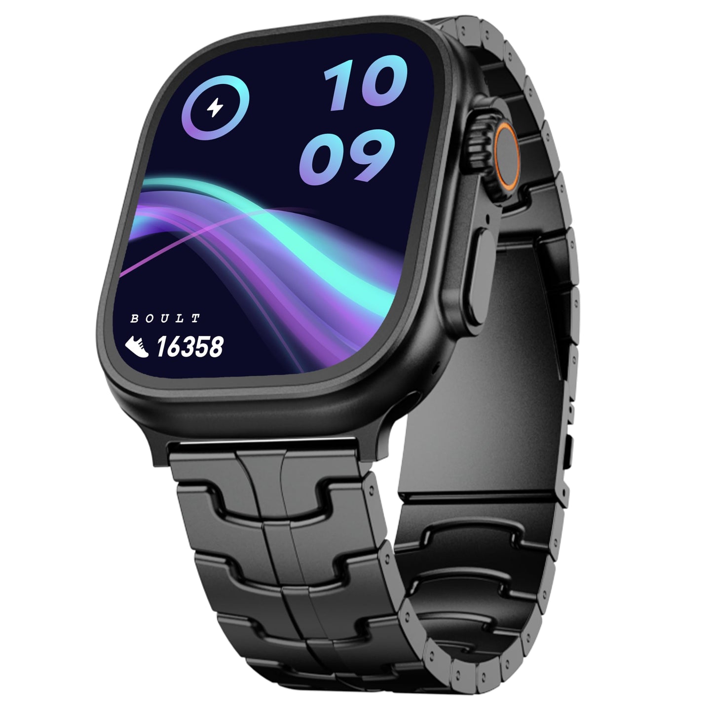 GOBOULT Newly Launched Crown Pro Smart Watch 2.01'' AMOLED, BT Calling, Working Crown, Zinc Alloy Frame, AI Voice Assistant, SpO2 Monitoring, 120+ Sports Mode (Metal Black)