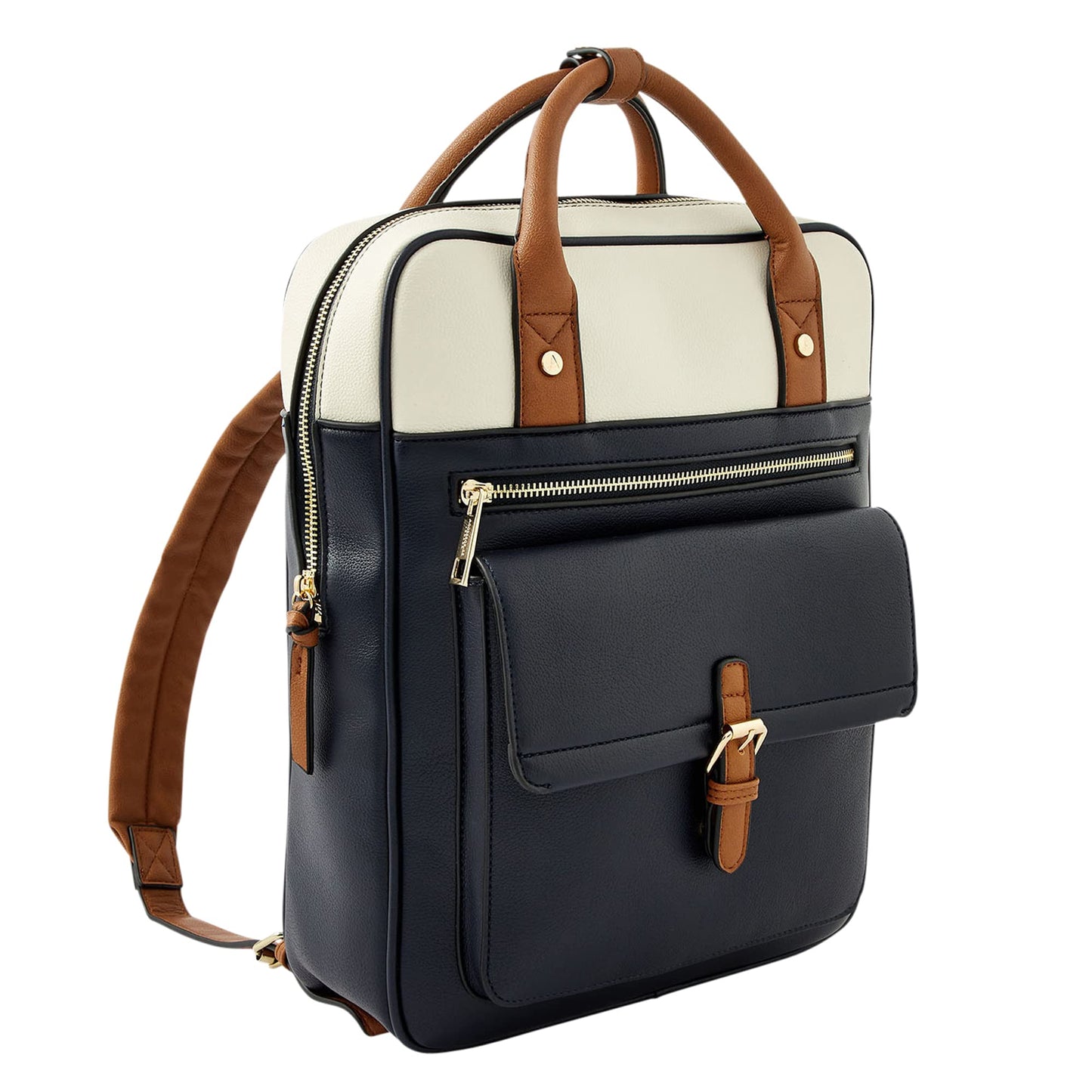 Accessorize London Women's Harrie Navy Blue Color Backpack for college| Office| Travel | Bags for women | Ladies Purse Handbag