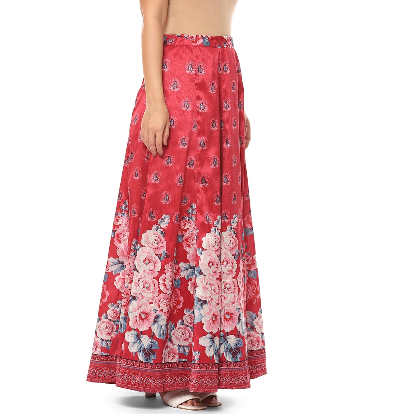 BIBA Women Printed Flared Mix and Match(MNMSKIRTS/T18383_RED_S)