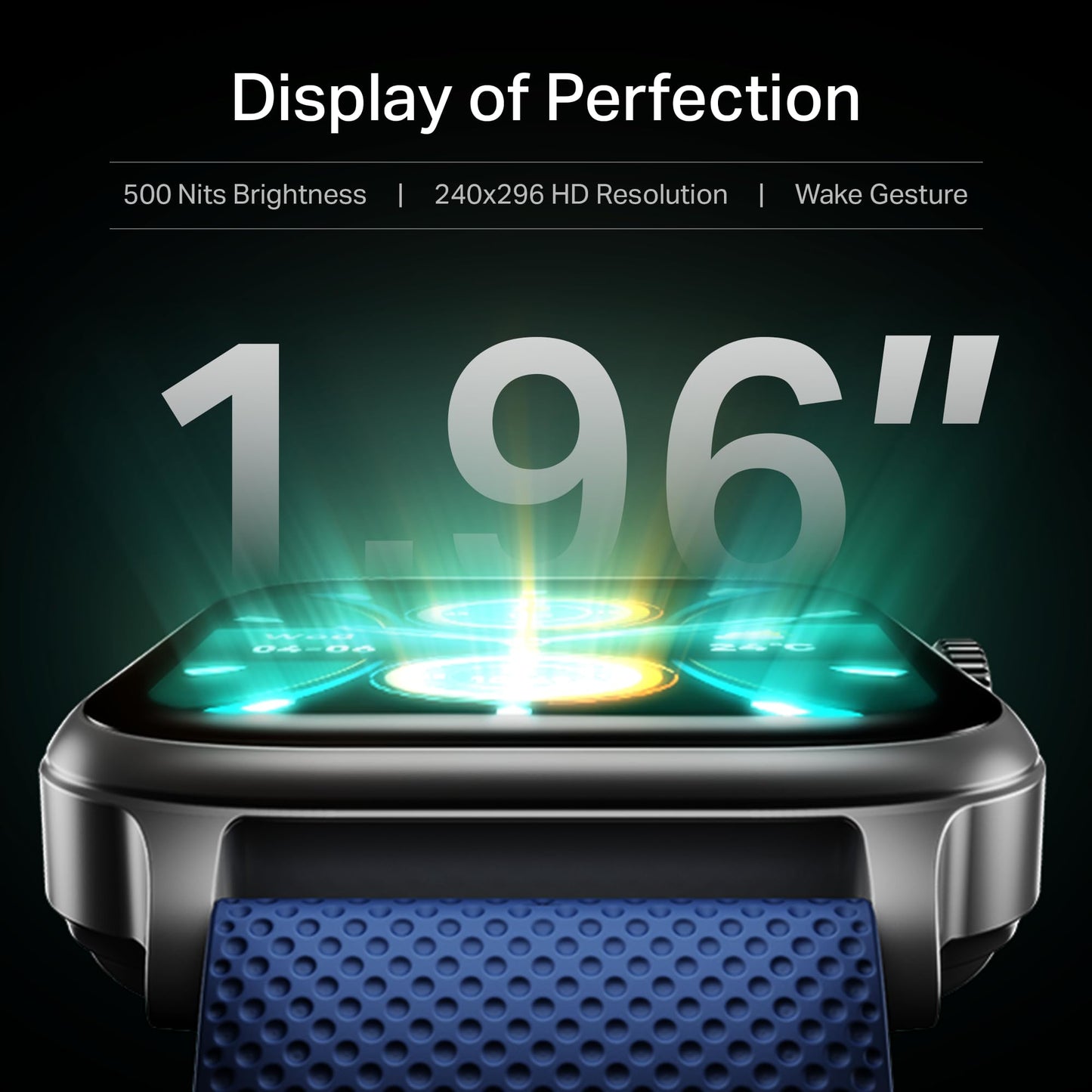 Boat Storm Infinity Plus w/20 Days Extensive Battery Life, Huge 680 mAh, Only Charge Once a Month, 1.96" Display, Functional Crown, Multiple Sports Modes, smart Watch for man & Woman (Deep Blue)