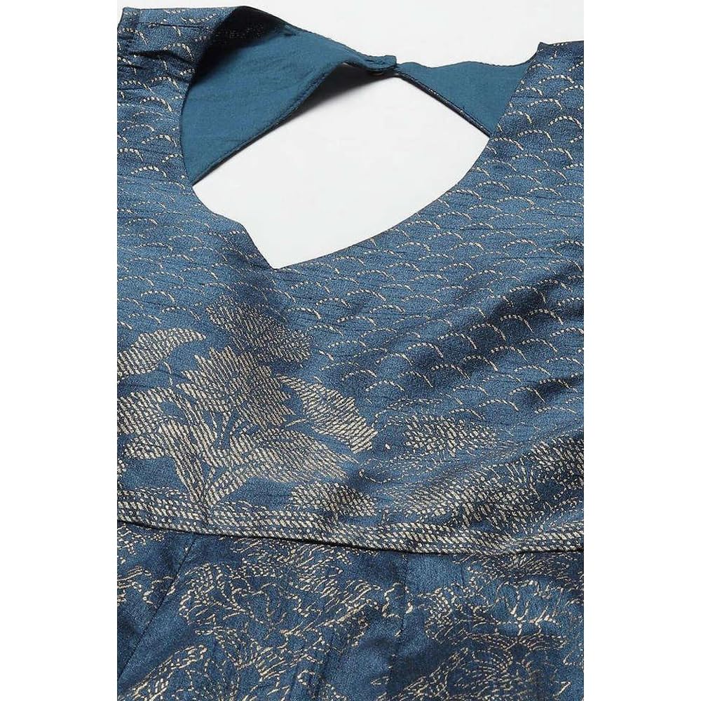 Biba WOMEN PRINTED FITTED SALWAR KURTA DUPATTA(SKDASSORTED8351_TEAL_38)