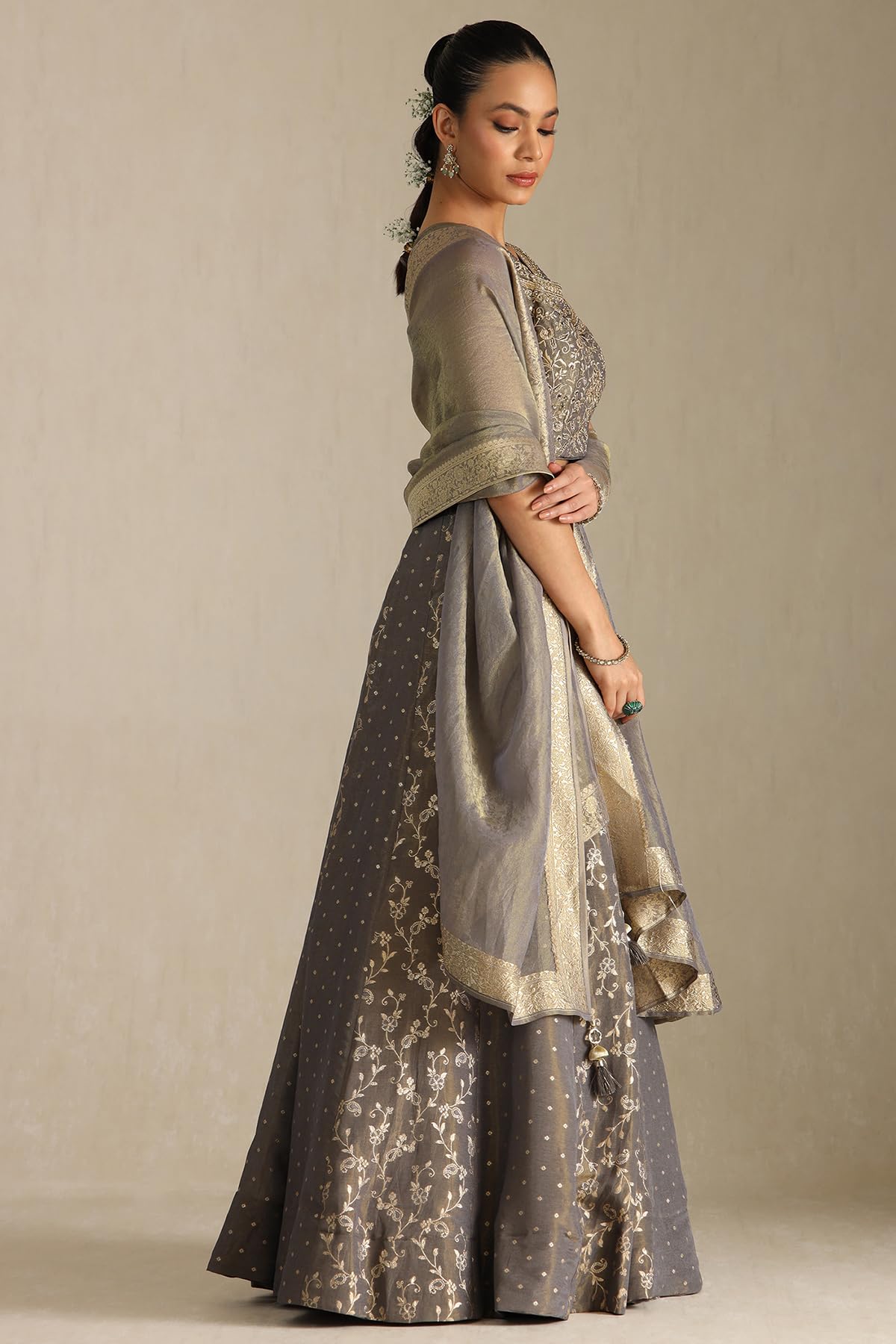 Soch Women's Viscose Lehenga Choli (OWS5CD21804_Grey_M)