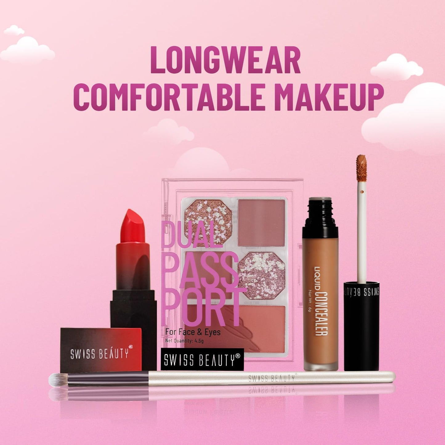 Swiss Beauty Face and Eye Dual Passport Palette | Eyeshadow + Blusher Palette | Combination of Mattes and Shimmers | Compact and Travel Friendly makeup kit | Shade- Everyday, 4.5g