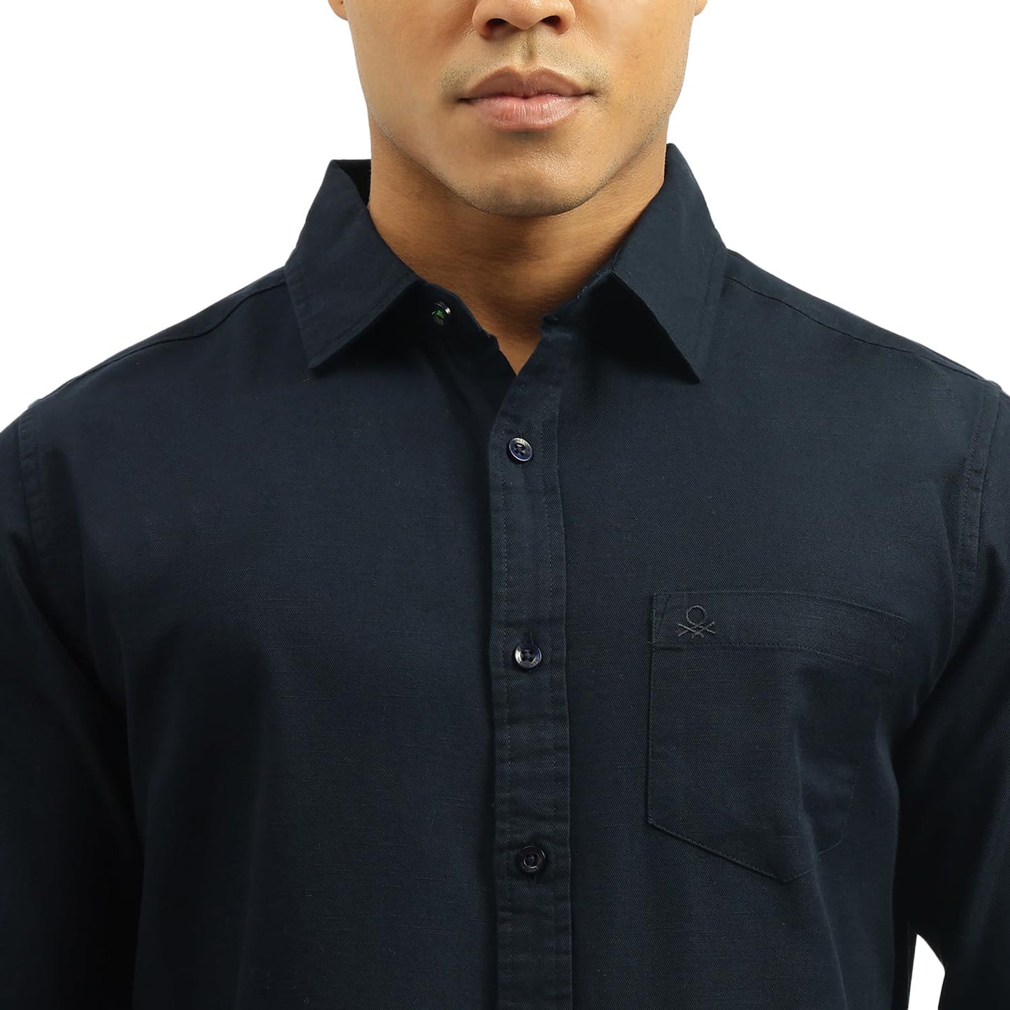 United Colors of Benetton Men's Solid Regular Fit Shirts (25A5SO303TWLI901_Blue