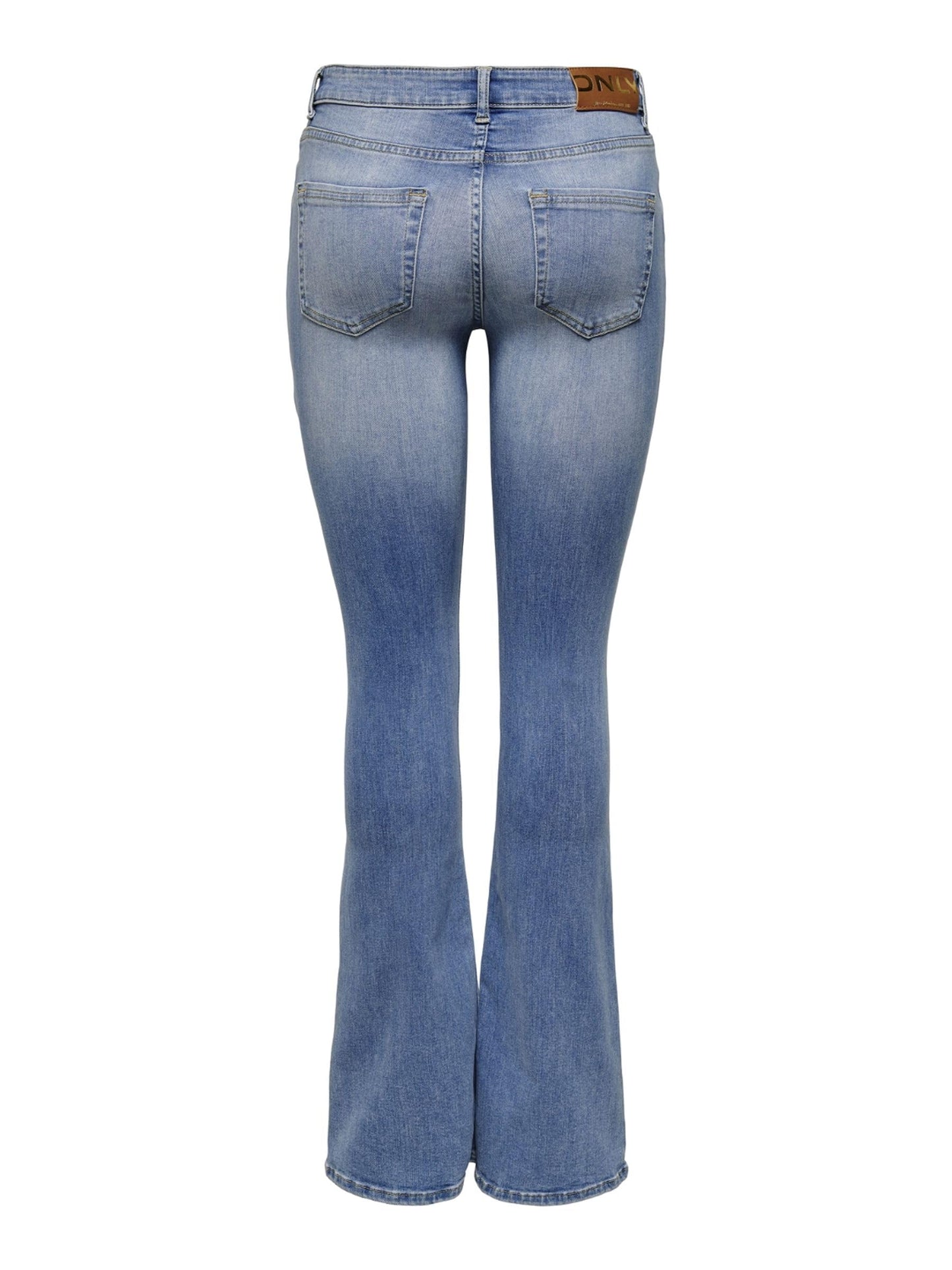 ONLY Women Solid Cotton Flared Fit Mid Rise Blue Jeans