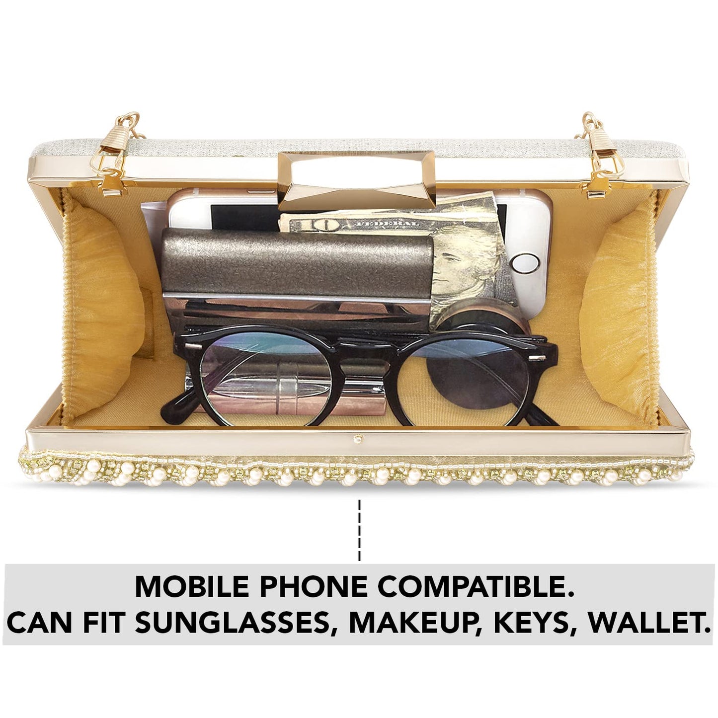 Peora Clutch Purses for Women Wedding Handmade Evening Handbags Party Bridal Clutch(C41G)