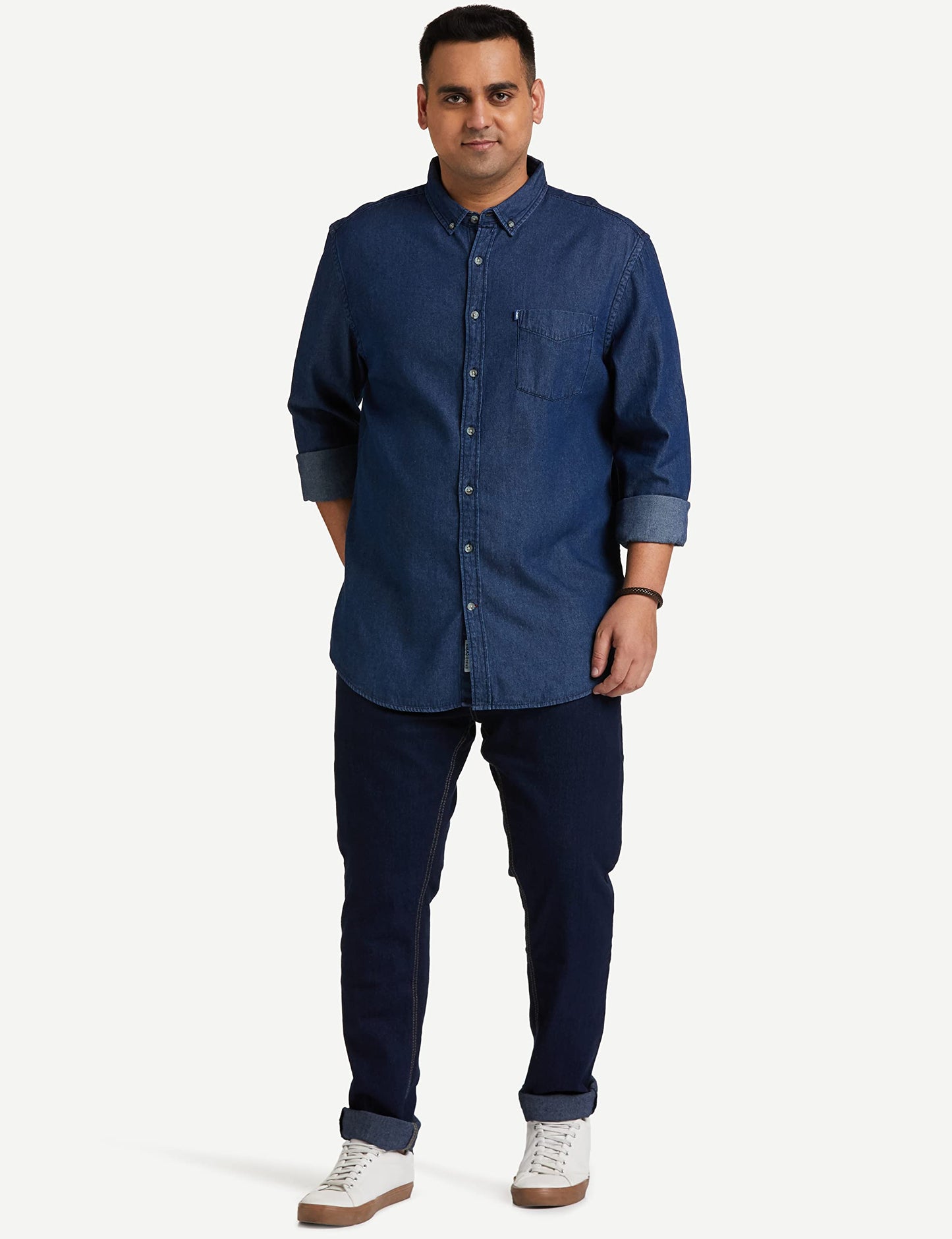 Amazon Brand - INKAST Men's Cotton Solid Slim Casual Shirt (In-S-06B_Medium Blue_X-Large Xl)