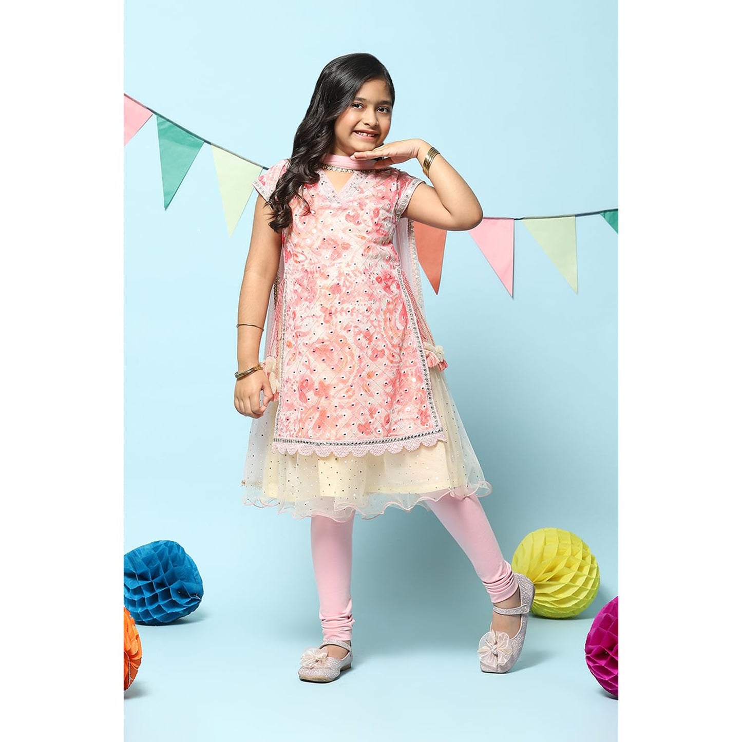 BIBA GIRL PRINTED A LINE KID(KIDCOLOR CR5638_OFF WHITE_9)