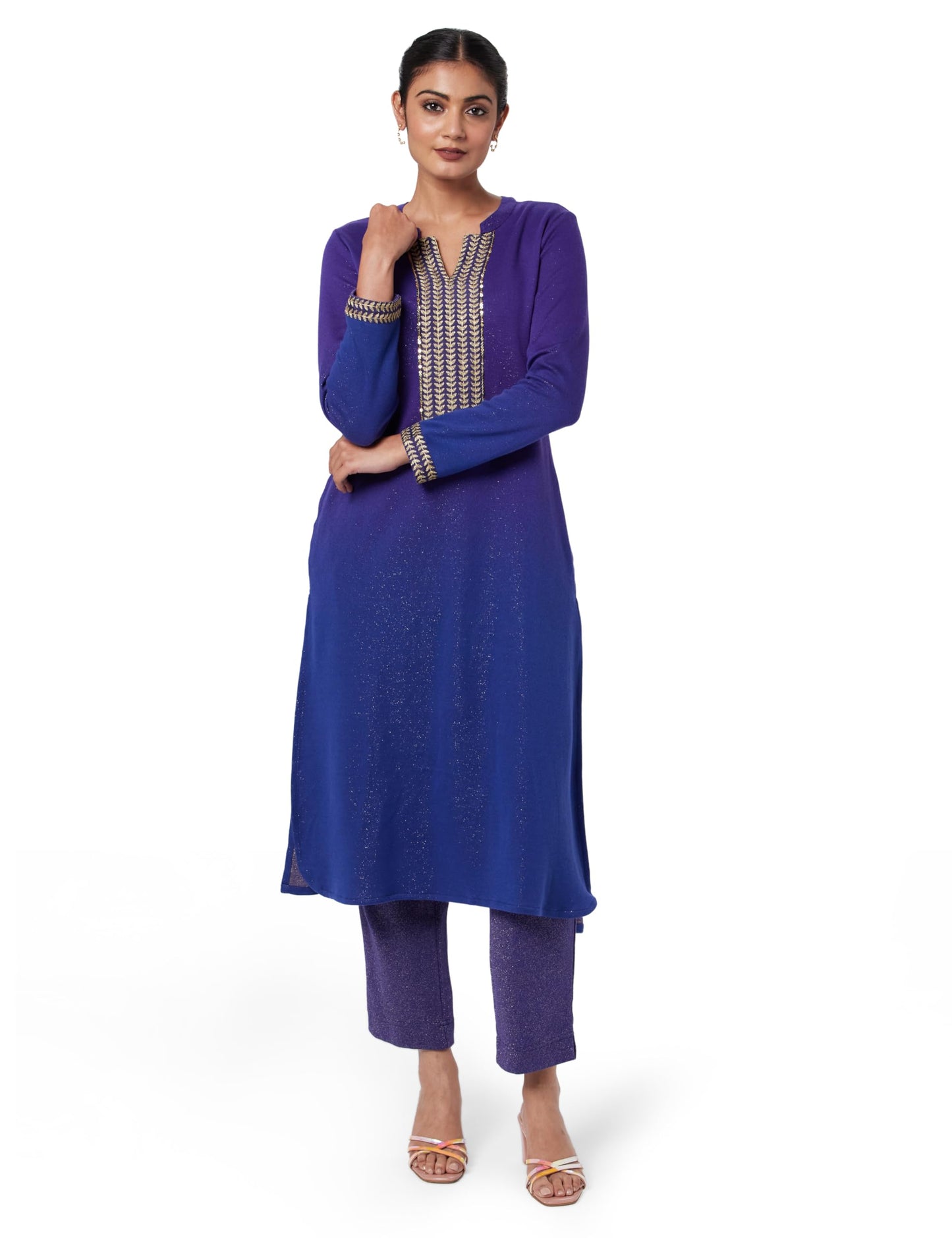 Biba WOMEN YARNDYED STRAIGHT MIX AND MATCH(WINTER W2227_NAVY PURPLE_38)