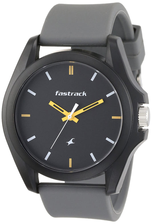 Fastrack Unisex Silicone Analog Grey Dial Watch-68011Pp08/Nr68011Pp08, Band Color-Multicolor