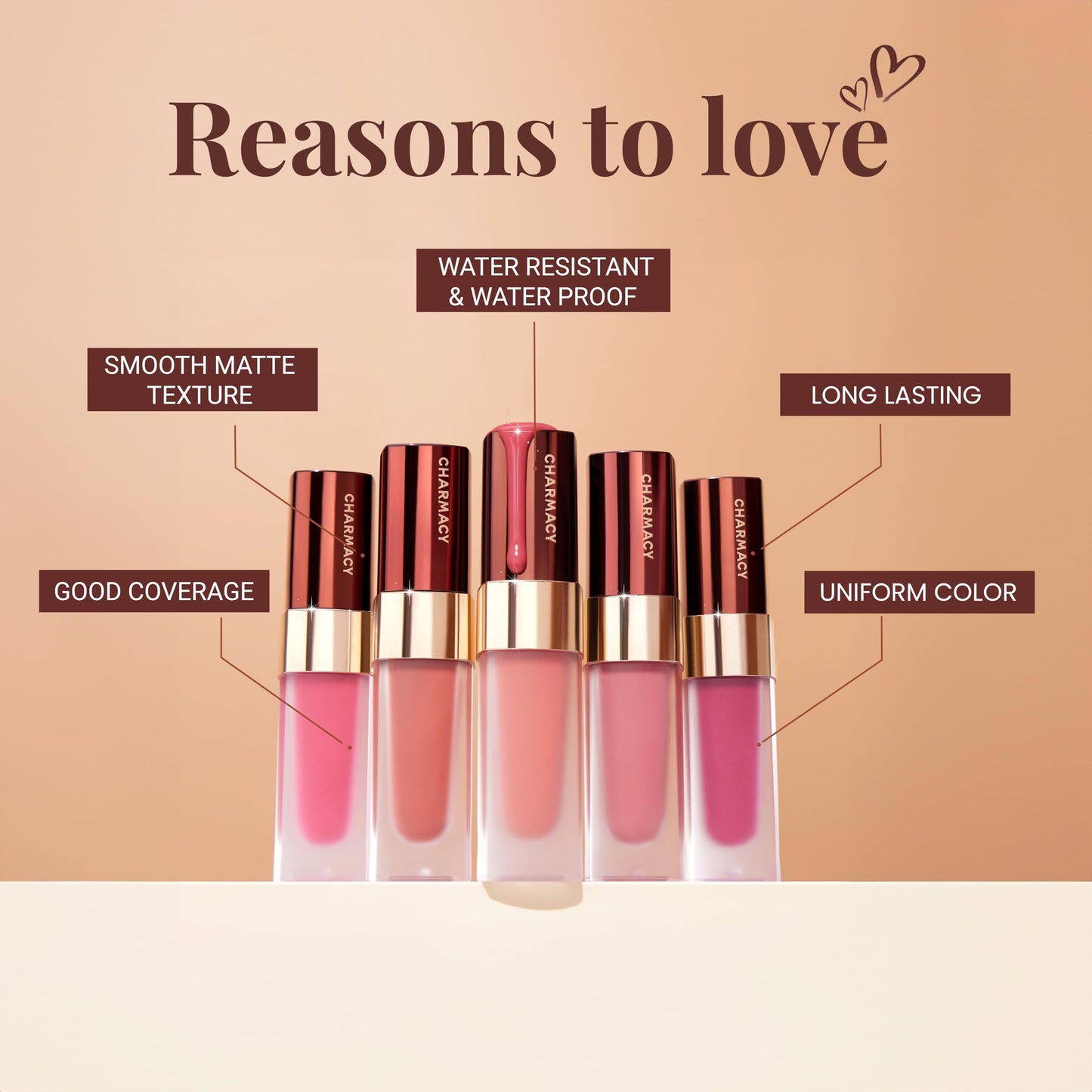 Charmacy Milano Stunning Longstay Liquid Lipstick (Almond Amour 03) - 5.6 ml, Velvet Intense Matte Finish, 12 Hours, Smudge Proof Lipstick, WaterProof Lipstick, KissProof, One Swatch Application