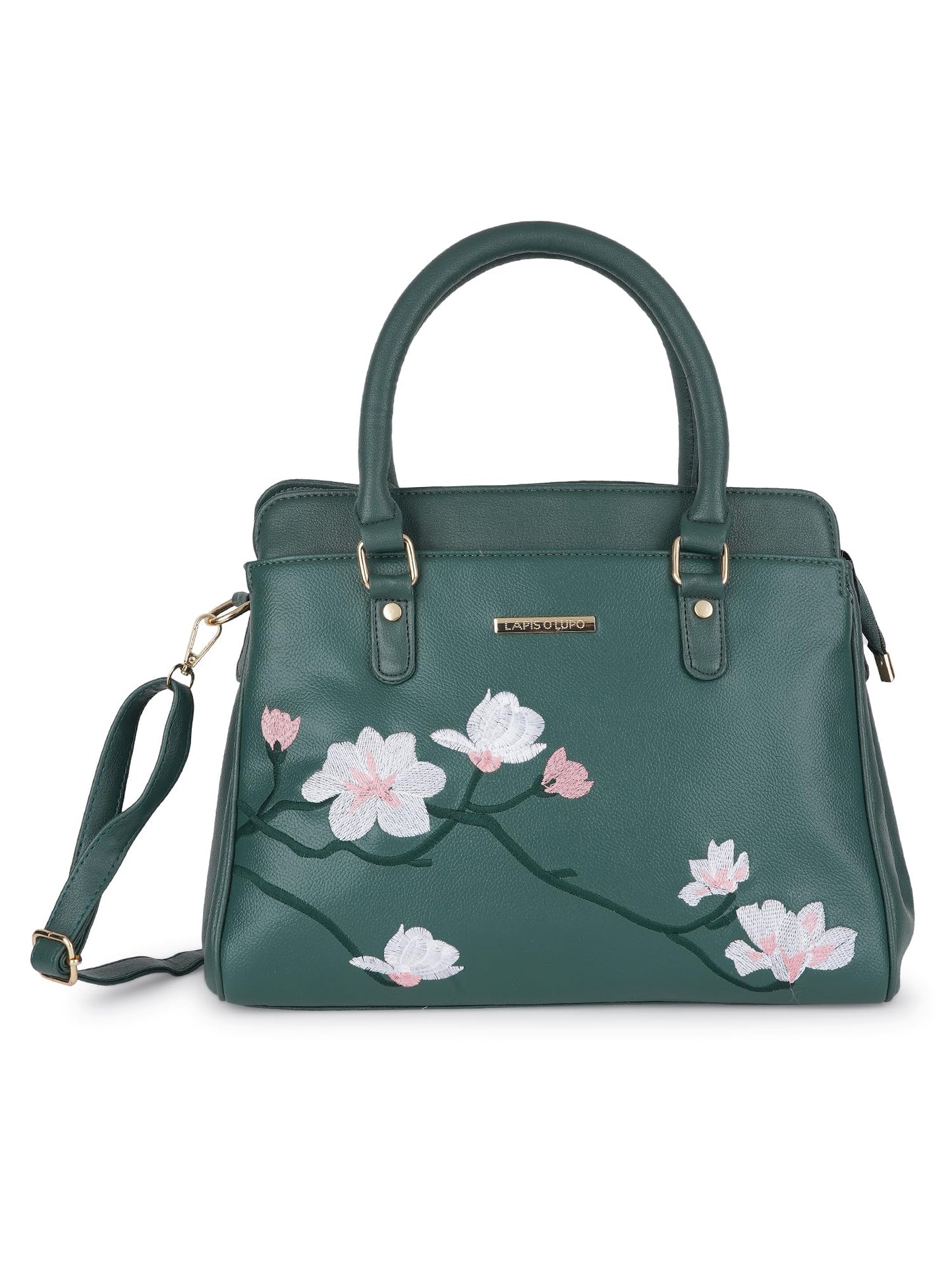 LAPIS O LUPO Flower Embroidery Women Handbag (Green)