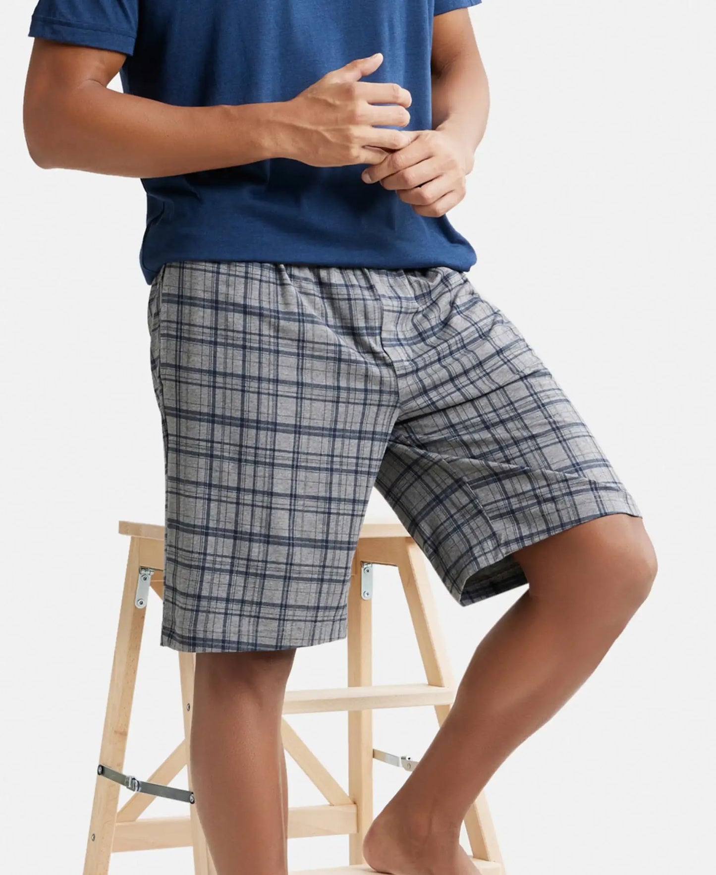 Jockey Shorts for Men with Exposed Elastic Waistband IM02_Mid Grey Melange & Ash Grey_XL