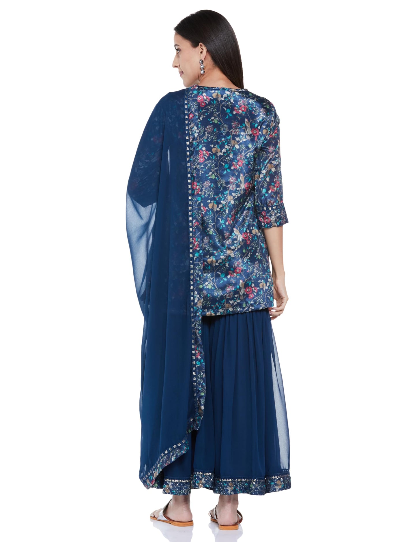 BIBA Women Polyester Floral Straight Embroidered Suit Set