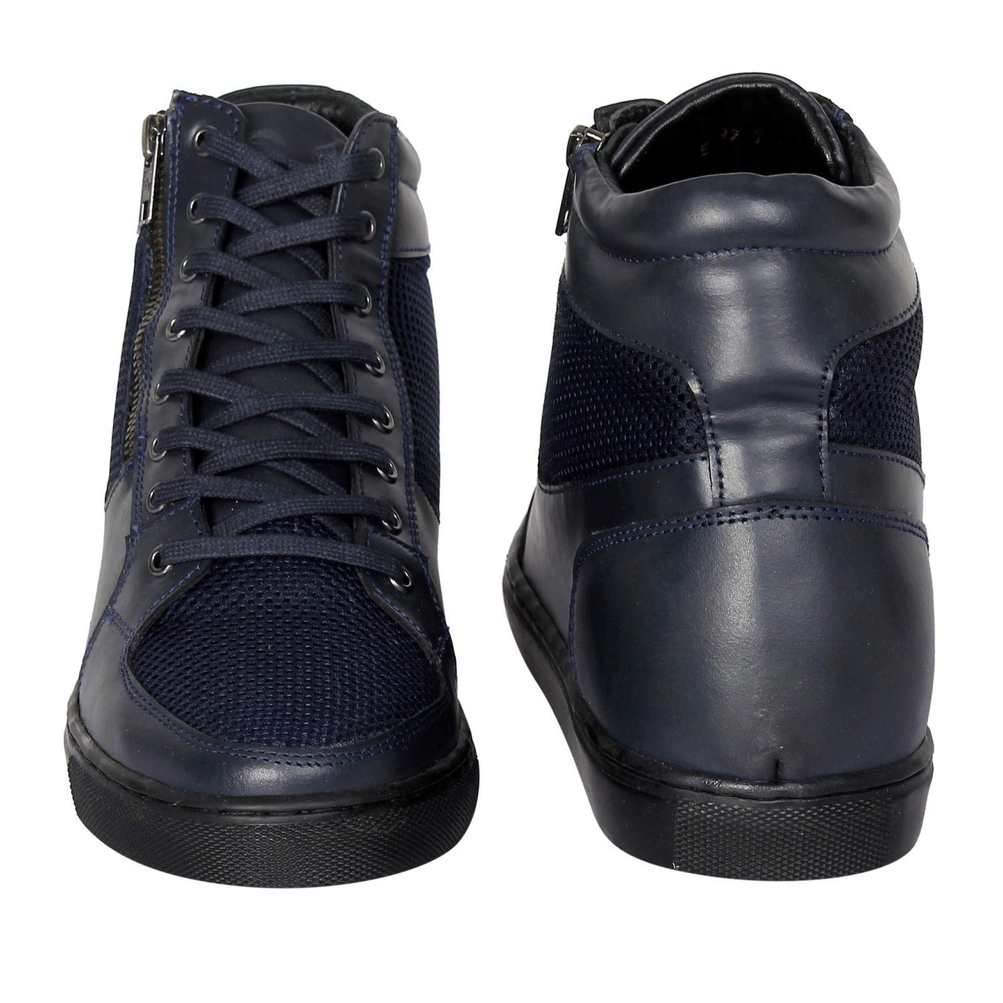 Celby Navy Blue Side Zip Sneakers with Hidden HeelStylish, Comfortable, and Durable Footwear for Everyday Wear