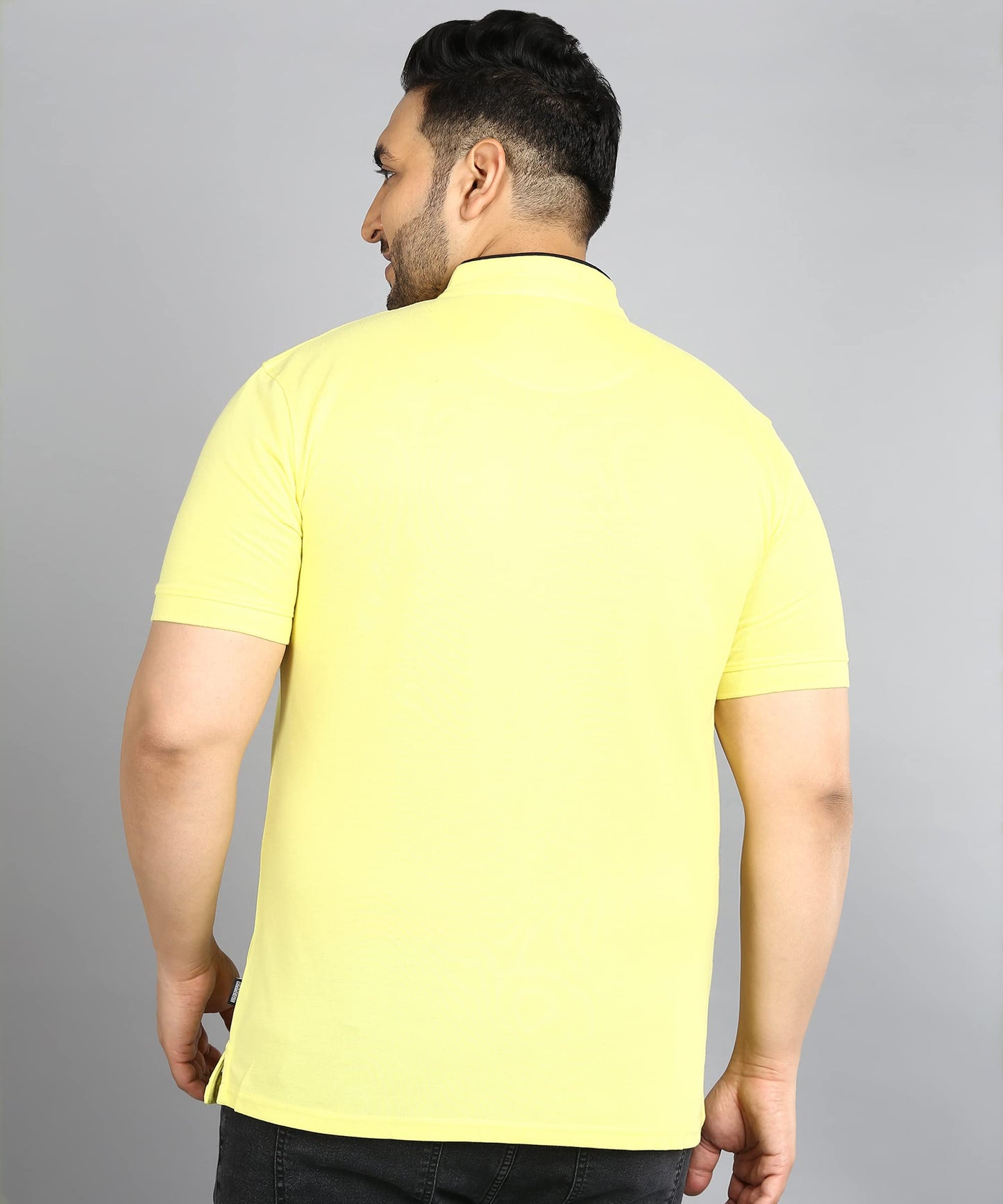 Urbano Plus Men's Yellow Solid Regular Fit Half Sleeve Cotton Polo T-Shirt with Mandarin Collar (pluspolosolmanp-036-lyel-2xl)