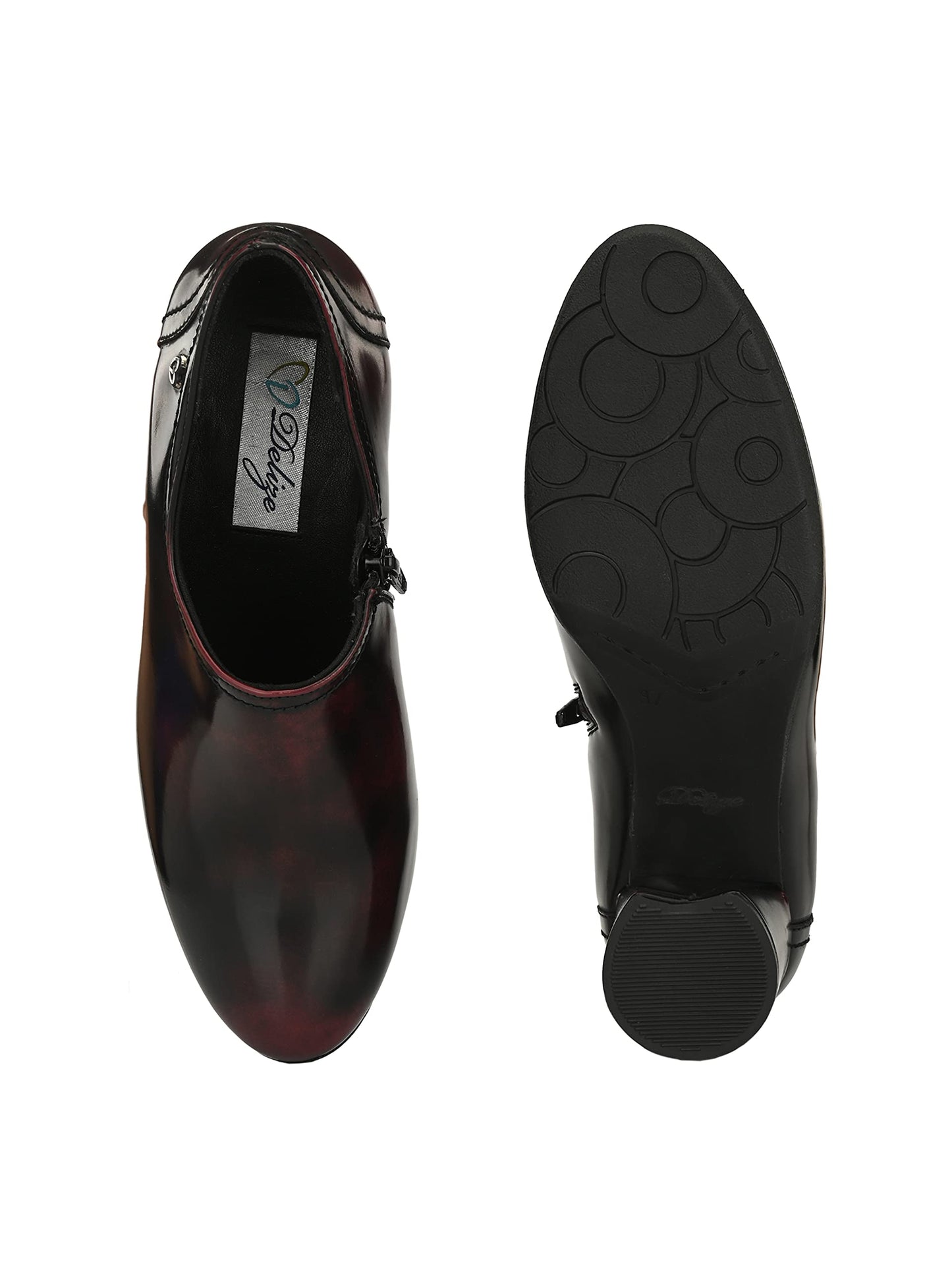 Delize Womens Brown/Cherry mid Heel Shoes (Cherry, Numeric_5)