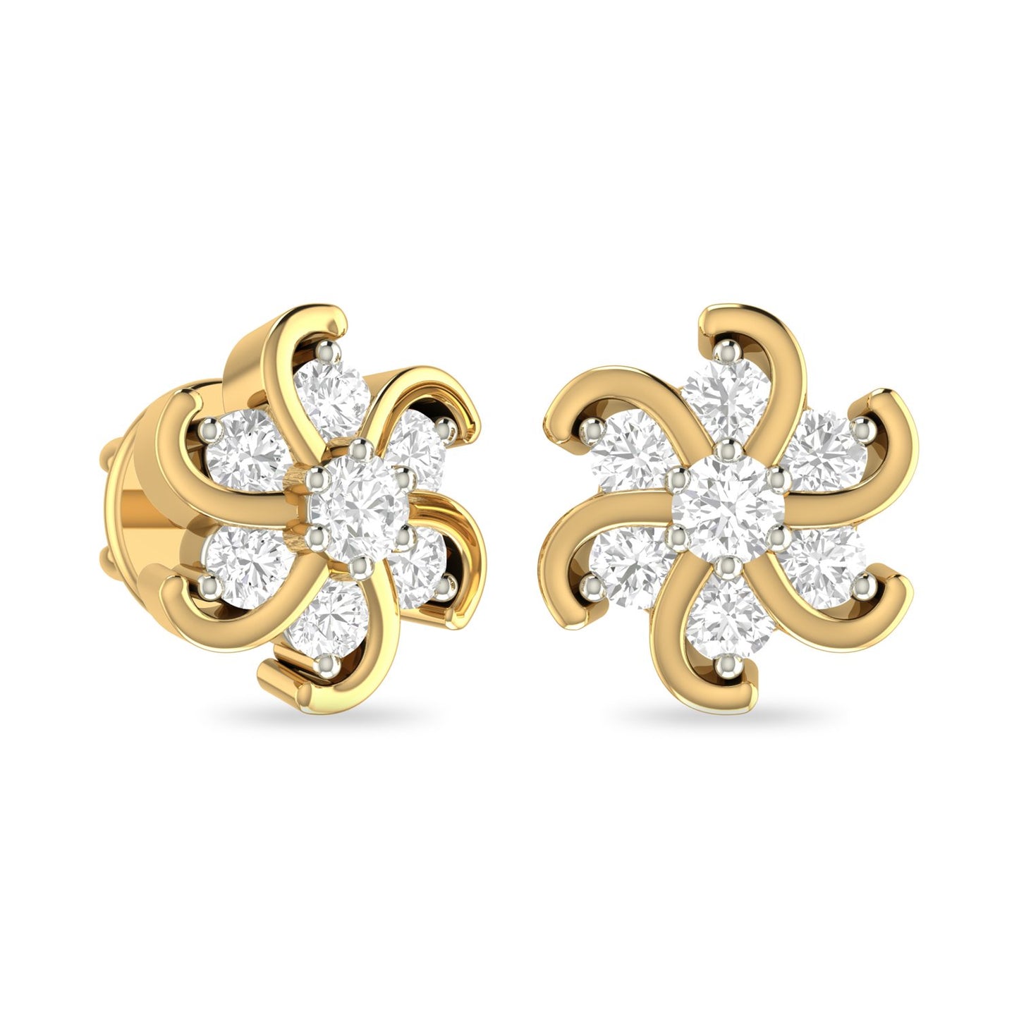 PC Jeweller The Aquila 18Kt Yellow Gold & Diamond Earring For Women