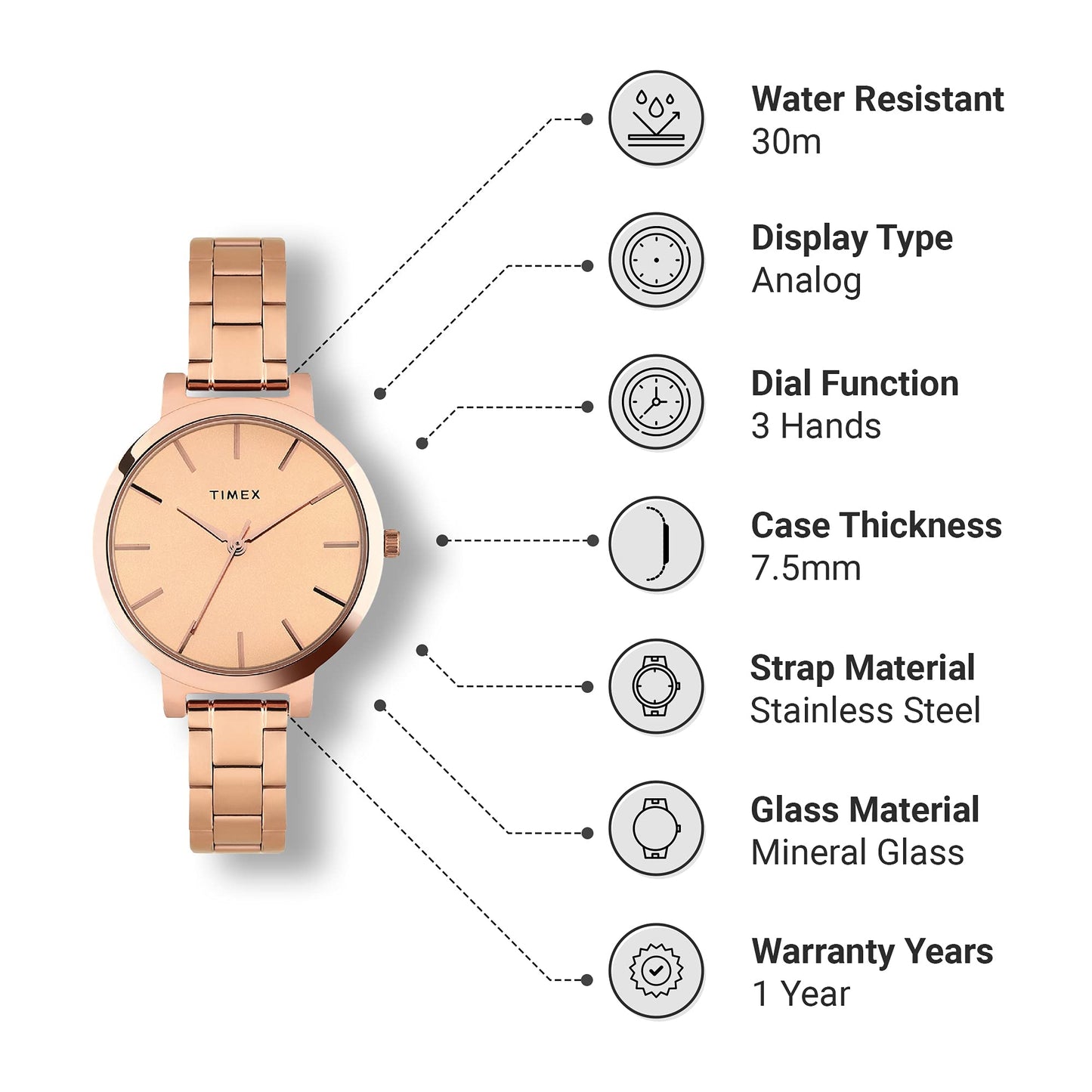 Timex Women Analog Rose gold-TWHL41SMU05